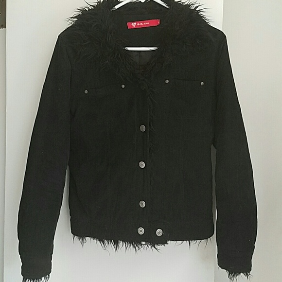 BB JEANS Jackets & Blazers - Black Corduroy Furry Jacket